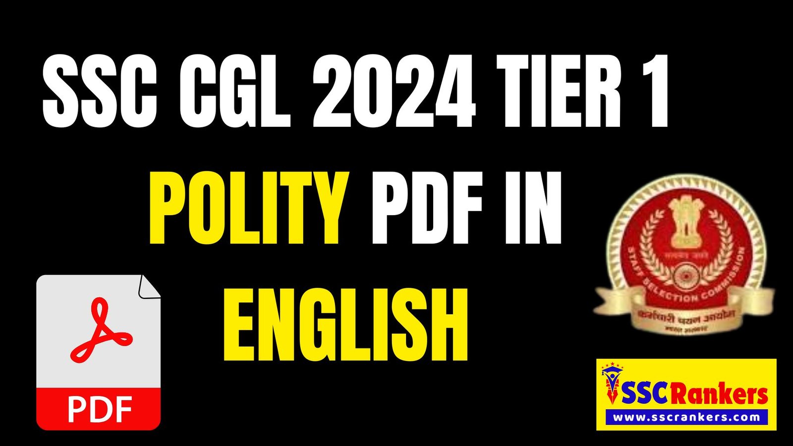 SSC CGL 2024 Tier 1 Polity PDF in English