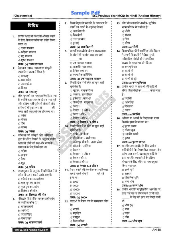 SSC Ancient History GK MCQs Book [Hindi Medium] [Chapterwise] - Image 8